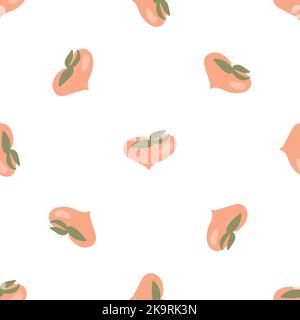 Seamless texture. Decorative light background design with summer stylized peach fruits. Colorful vector pattern for textile, stationery, wallpaper, wr Stock Vector