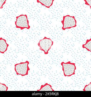 Seamless texture. Decorative background design with pitaya or dragon fruits. Colorful vector pattern for textile, stationery, wallpaper, wrapping pape Stock Vector