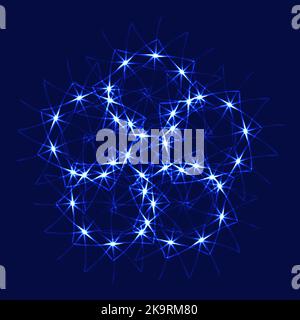 Abstract blue glowing floral shape on white background. Design element. Stock Vector