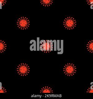 Coronavirus seamless pattern. Vector illustration of virus symbols on black background Stock Vector