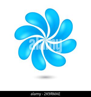 Abstract shape of blue water drops on white background. Stock Vector