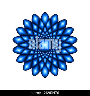 Abstract blue glowing floral shape on white background. Design element Stock Vector