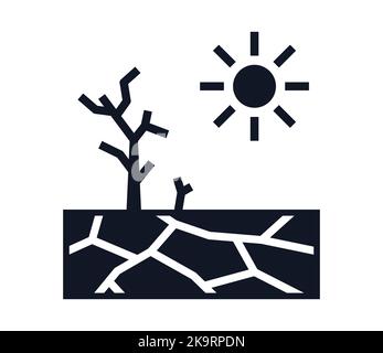 Drought symbol heat and no rain withered pants icon Stock Vector