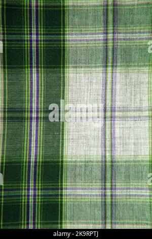 checkered green  and white fabric texture background Stock Photo