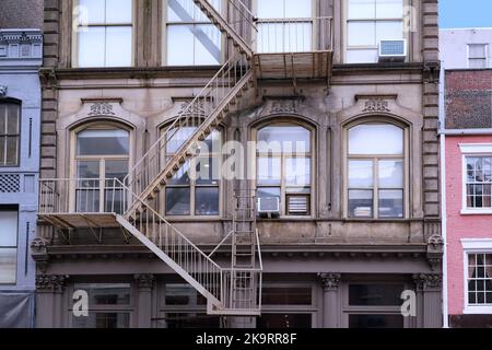 Ornate old 19th century buildings in Tribeca district of New York City Stock Photo