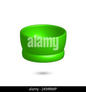 Vector 3 d green cup. Bright colorful volumetric shape. Element for design on white background Stock Vector