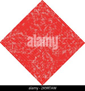 Stylized bright red rhombus of geometric lines. Stock Vector