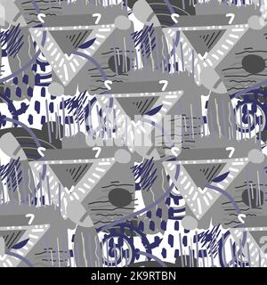 Abstract seamless pattern with triangles, lines, blots and other shapes Stock Vector
