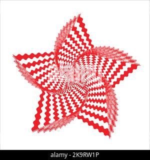 Abstract twisted zigzag line red shape. Optical illusion. Stock Vector
