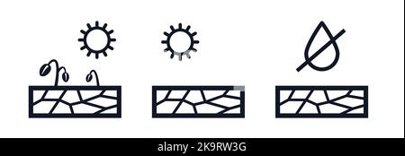 Drought symbol cracked surface and dryness vector icon hot weather Stock Vector