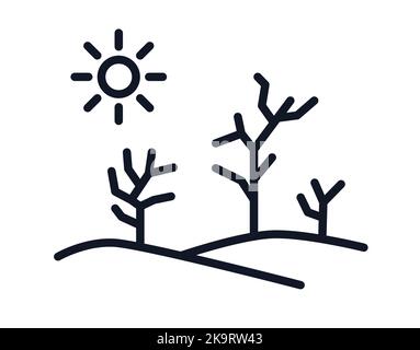 Drought surface and withered landscape dead trees icon hot weather disaster Stock Vector