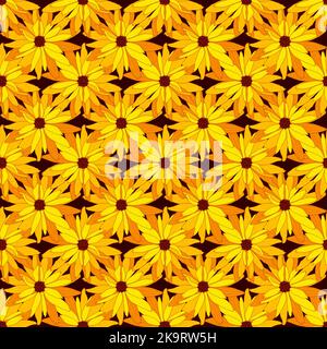 Seamless floral pattern. Decorative botanical background of hand drawn bright rudbeckia flowers. Spring, summer design for textile, scrapbook, prints. Stock Vector