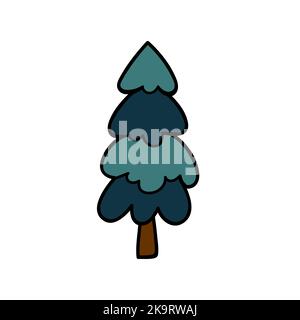 Stylized spruce tree. Colorful image for cards, poster, scrapbook design. Vector illustration Stock Vector