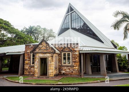 The historic Anglican Christ Church Cathedral building dates back to 1902 and was built in porcellanite stone in the original city of Palmerston, toda Stock Photo