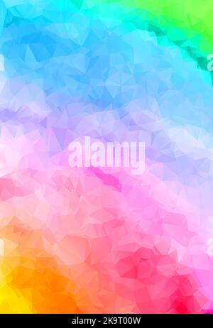 Abstract geometric colorful background of triangular polygons in rainbow colors. Vector illustration. Retro mosaic triangle bright trendy pattern for Stock Vector