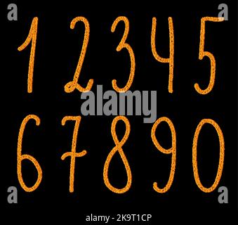 Vector colorful hand drawn numbers set, design elements. Stock Vector