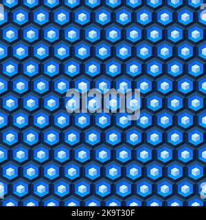 Seamless pattern of isometric blue cubes  Stock Vector