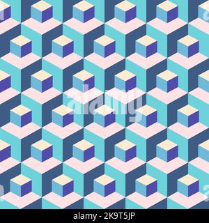 Seamless pattern of small and large cubes  Stock Vector