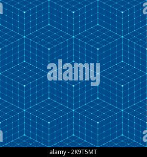 Abstract isometric technology seamless pattern  Stock Vector