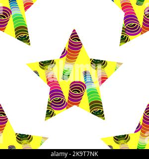 Abstract seamless chaotic pattern with colorful stylized stars Stock Vector