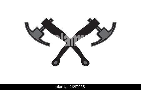 Crossed Axes, Crossed Broad axe, medieval axe, Battle axe, executioner axe in vector Stock Vector