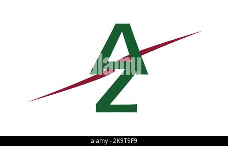 AZ, ZA Letter Logo Design with line. lettering Vector Illustration. Stock Vector