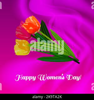 8 March card. Women's Day background with spring flowers. Stock Vector