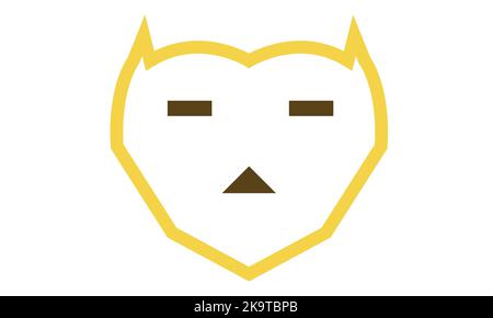 vector illustration cat cute face love heart graphic design symbol background icon art element print cartoon sticker doodle head mouth kitty Stock Vector