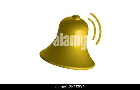 3d notification bell icon set isolated on white background. 3d render yellow ringing bell with new notification for social media reminder. Stock Vector