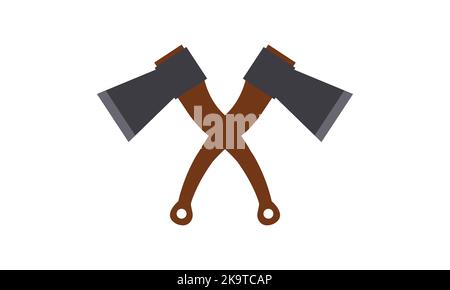 Crossed Axes, Crossed Broad axe, medieval axe, Battle axe, executioner axe in vector Stock Vector