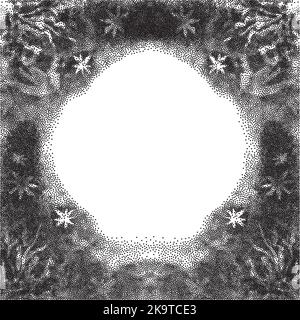 Dotted decorative doodle frame,hand drawn template with empty space for text. Stock Vector