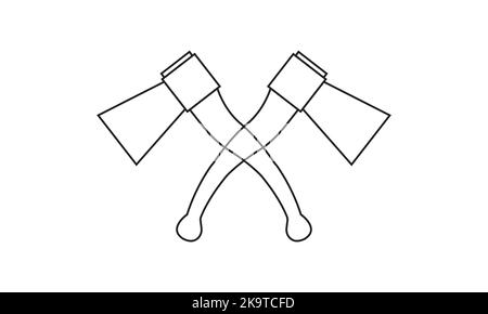 Crossed Axes, Crossed Broad axe, medieval axe, Battle axe, executioner axe in vector Stock Vector
