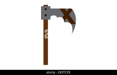 A vector illustration of a normal and red fire axe. Axe Icon illustration. Traditional axes used for logging and fire rescue. Stock Vector
