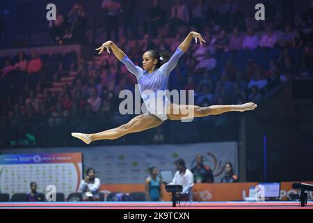 Liverpool, UK. 30th Oct, 2022. Shilese Jones (USA) on floor during Artistic Gymnastics World Championships - Womenâ&#x80;&#x99;s Qualifications, Gymnastics in Liverpool, UK, October 30 2022 Credit: Independent Photo Agency/Alamy Live News Stock Photo