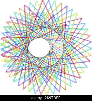 Decorative ornamental colorful emblem. Lineart logo template for design projects. A circular ornament from the crossed lines. Stock Vector