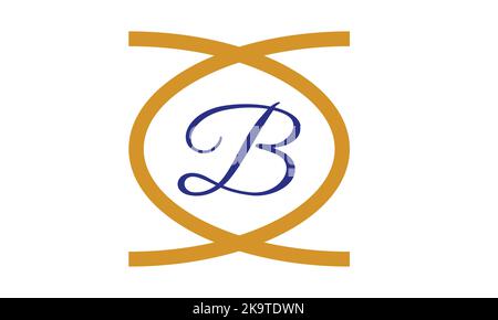 B Letter Logo Design with golden circle . Letter Vector Illustration. Stock Vector