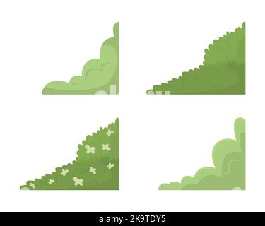 City shrubbery semi flat color vector objects set Stock Vector