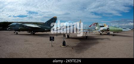 A panoramic view of aircraft on display at the Pima Air and Space Museum Stock Photo