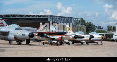 A panoramic view of aircraft on display at the Pima Air and Space Museum Stock Photo
