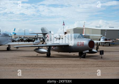 A USSR Mig-15 on display at the Pima Air and Space Museum Stock Photo