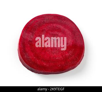 fresh raw red beetroot slice isolated on white background, top view Stock Photo