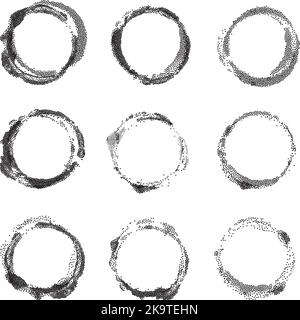 Abstract dotted design elements. Grunge frames. Imprints set Stock Vector