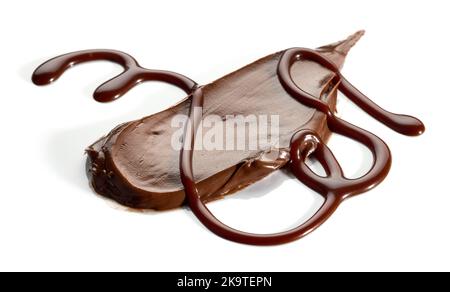 chocolate cream and sauce isolated on white background Stock Photo