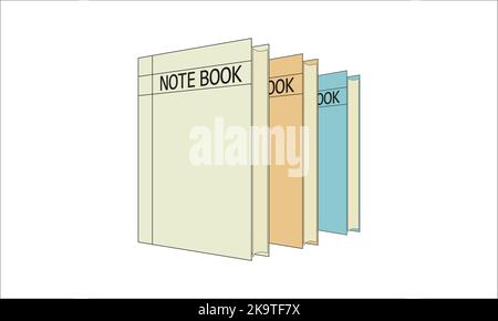 Blank vertical book cover template with pages in front side standing on white surface Perspective view. Vector illustration Stock Vector