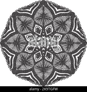 Ornament black white card with mandala. Geometric circle element made in vector. Stock Vector