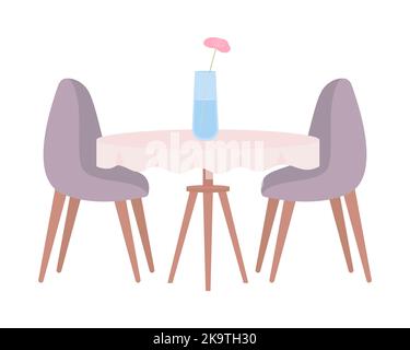 Restaurant table and chairs semi flat color vector object Stock Vector