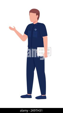 Police officer semi flat color vector character Stock Vector
