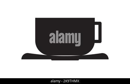 Black tea cup with plate, vectors symbol Stock Vector