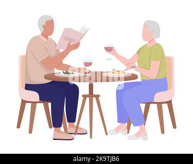 Man and woman having dinner semi flat color vector characters Stock Vector