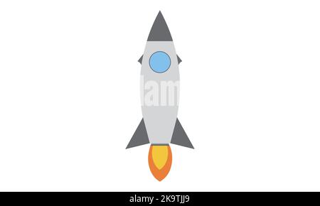 Cartoon rocket space ship take off, isolated vector illustration. Simple retro spaceship icon. Stock Vector